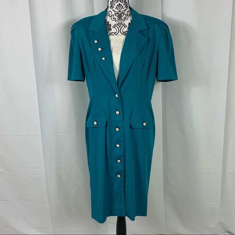 Vintage Alan Stuart Petites Shift Dress Blue Sz 10
